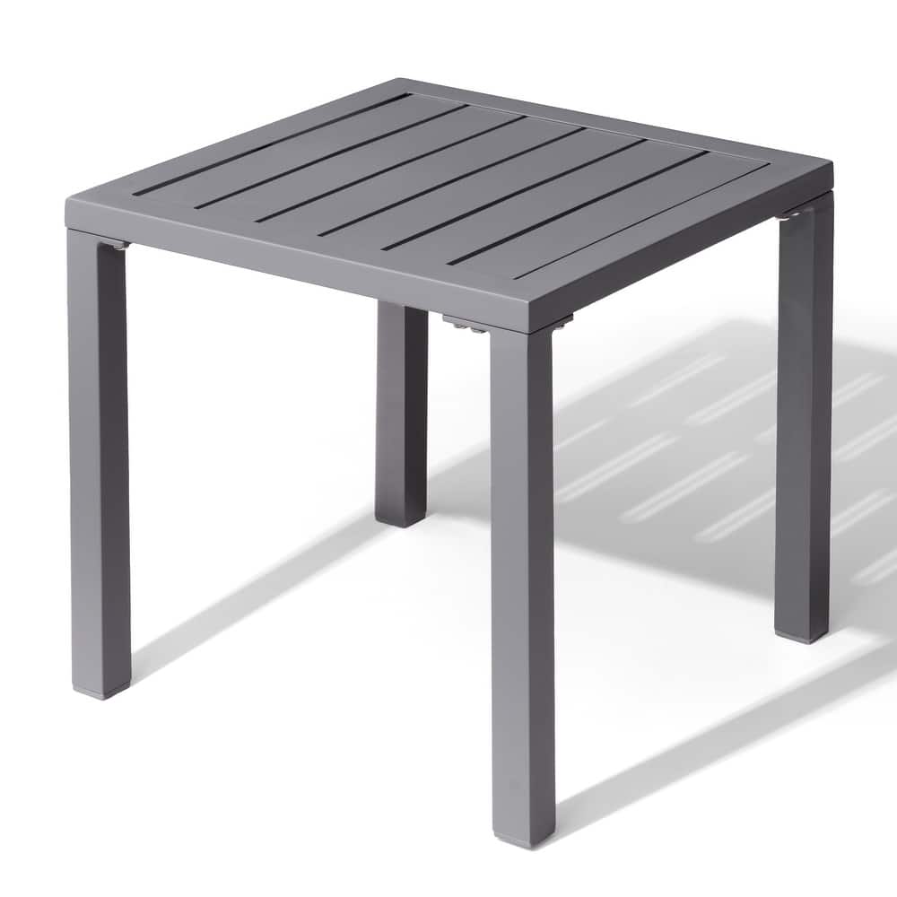 VredHom Outdoor Square Side Table Aluminum End Table - 15.7" L x 15.7" W x 15.9" H