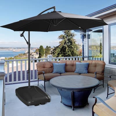 Outsunny Cantilever Offset Umbrella Base Stand Portable Square Parasol Weights with Wheels