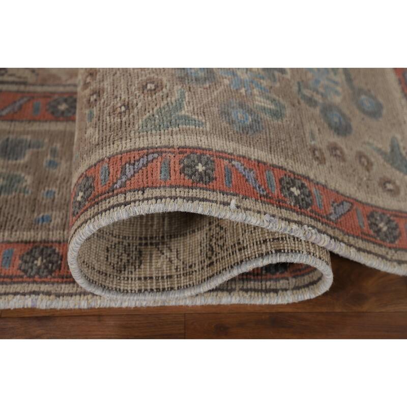 Distressed Tabriz Vintage Persian Area Rug Hand-Knotted Wool Carpet - 6'10" x 10'0"