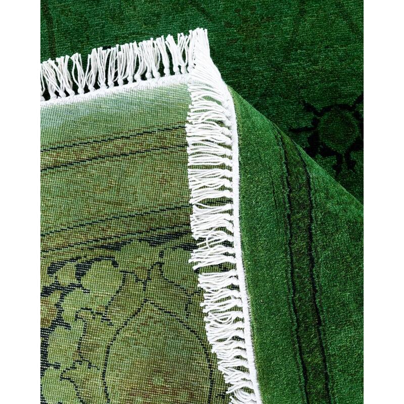 Overdyed, One-of-a-Kind Hand-Knotted Area Rug - Green - 9' 1" x 9' 1"