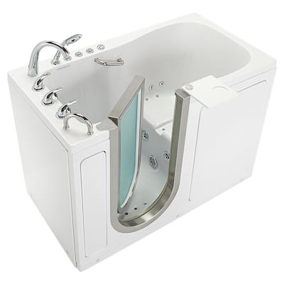 Ella Deluxe 30"x55" Acrylic Air and Hydro Massage Walk-In Bathtub, Inward Swing Door, 5 Piece Fast Fill Faucet, 2" Dual Drain