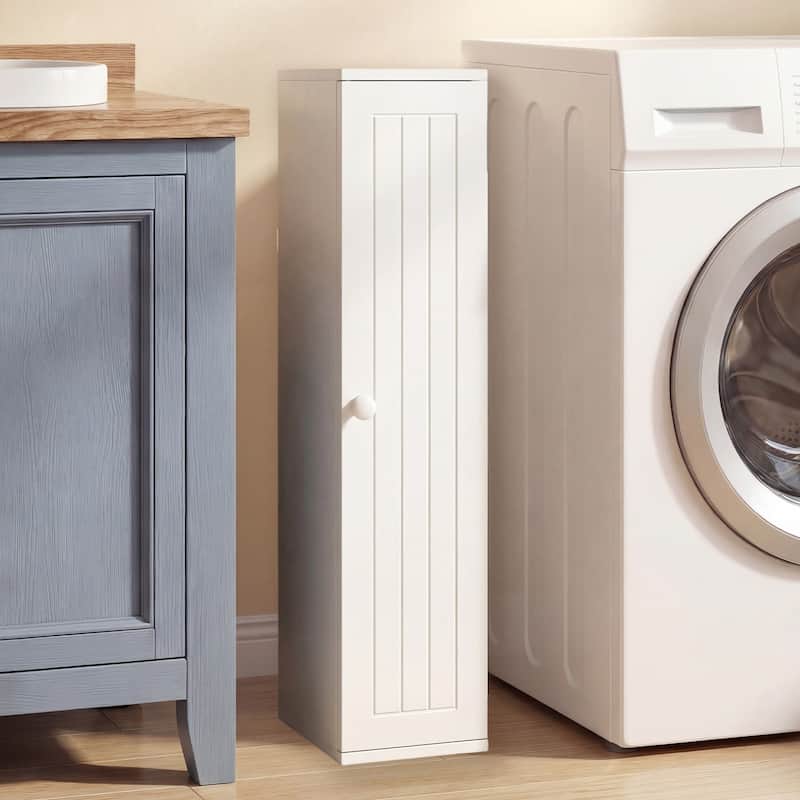 Gymax Small Bathroom Storage Cabinet Corner Floor Cabinet w/ Door & - See Details