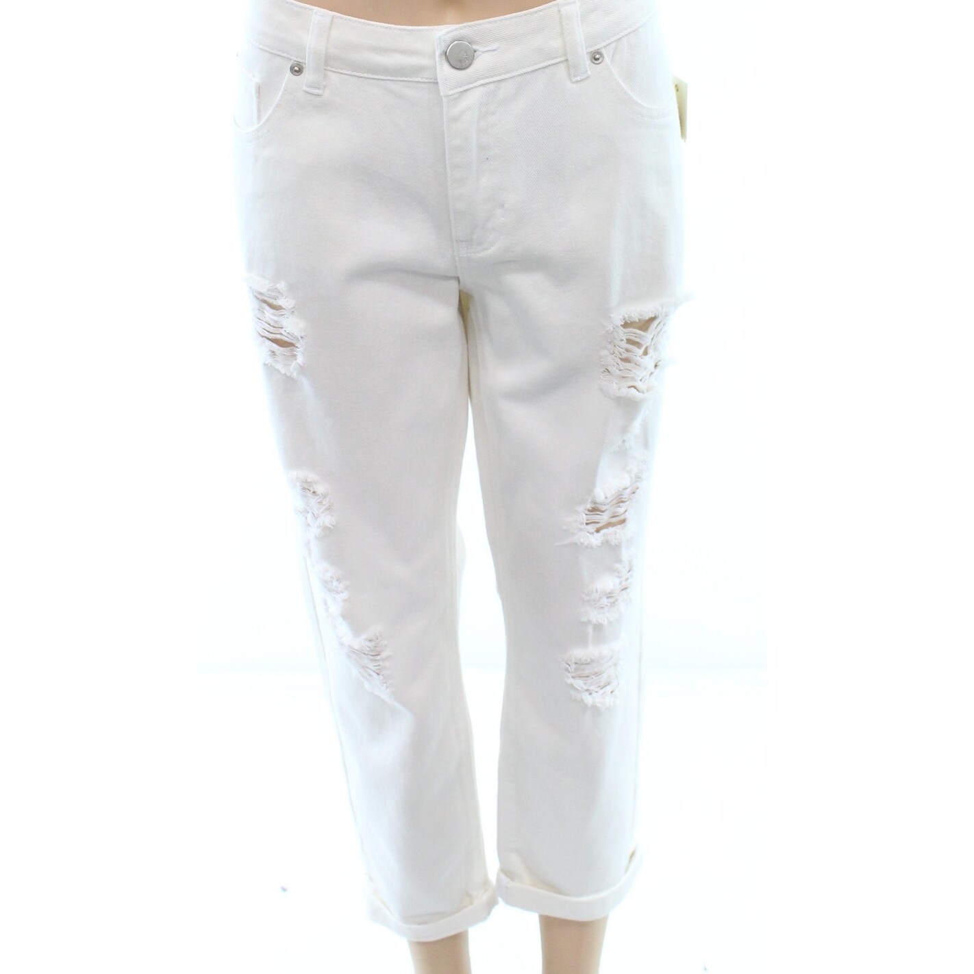 white ripped capri jeans