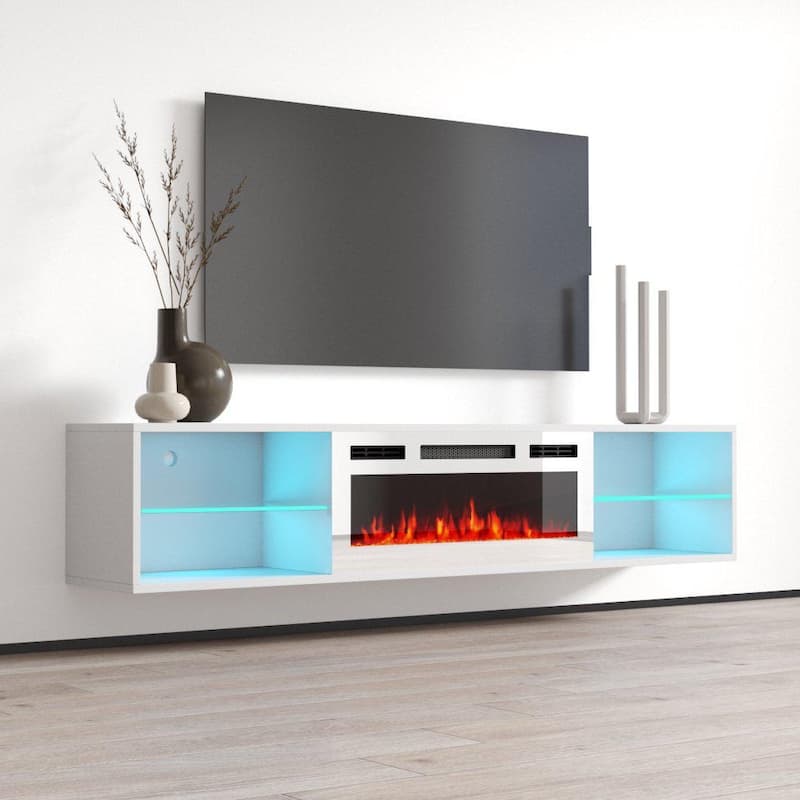 Lima WH-EF Wall Mounted Electric Fireplace 72" TV Stand