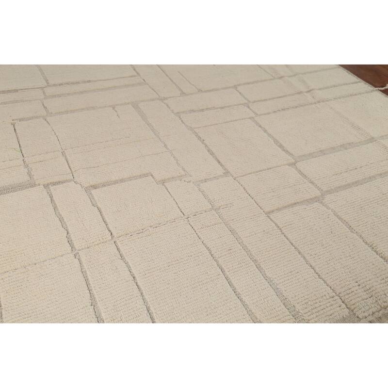 Moroccan Oriental Area Rug Hand-Knotted Abstract Wool Carpet - 8'1"x 10'11"