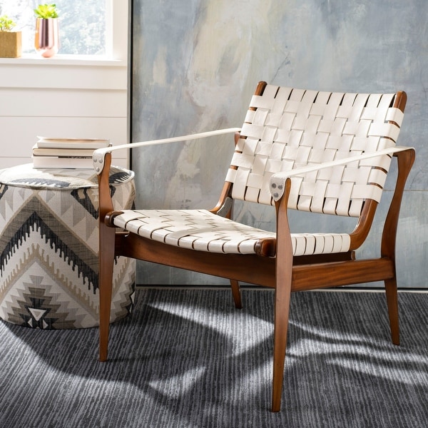 Safavieh Couture High Line Collection Dilan Leather Safari Bandelier Chair - 24.5"x30"x30". Opens flyout.