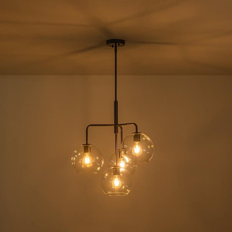 Contemporary Glass Globe 4-Light Sputnik Pendant Chandelier