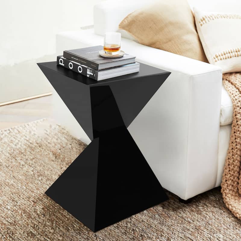 Modern Acrylic Accent End Table, Outdoor Side Tables - 18.11"H x 12.6"W x 12.6"L - Black