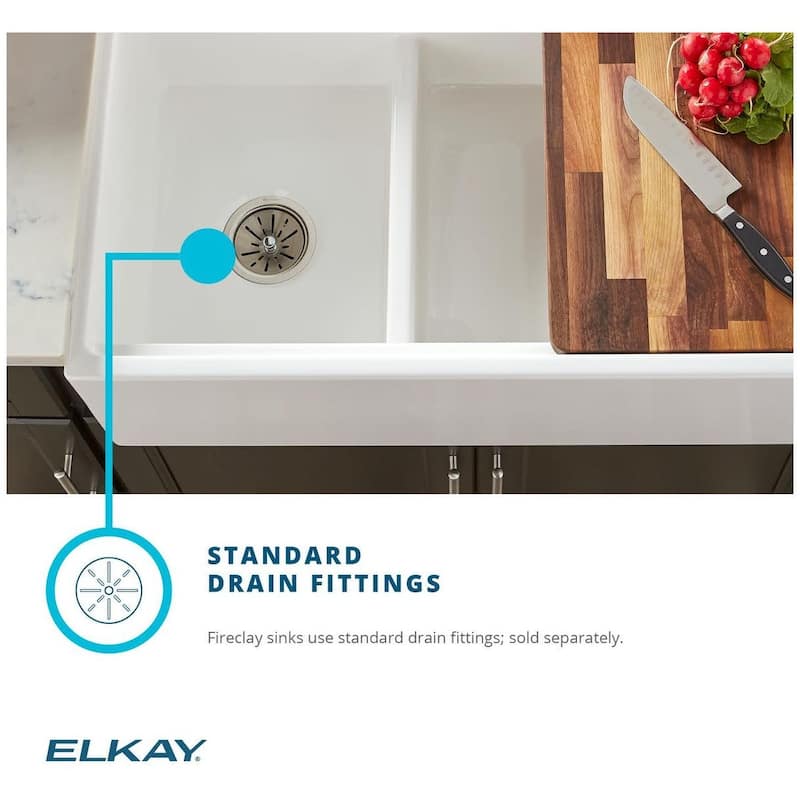 Elkay 33" Farmhouse Double Basin Fireclay Kitchen Sink