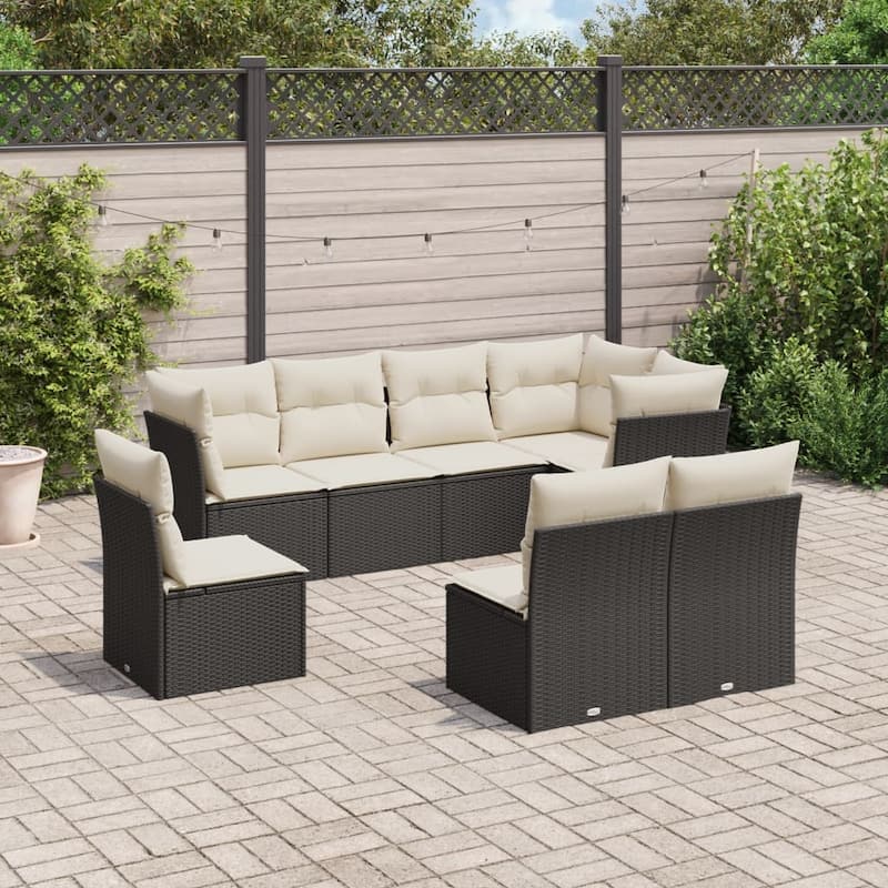 vidaXL Garden Sofa Set Black - Black and cream 5-Seater Without table