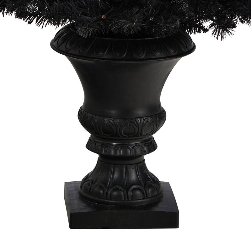4 Ft Black Artificial Christmas Tree with Orange Lights - City Chic Holiday Decor for Parties - 48