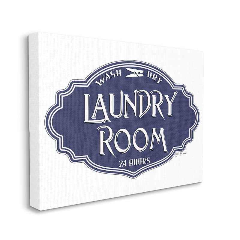 Stupell Vintage Laundry Room Sign Minimal Blue White Canvas Wall Art Design By Jill Meyer - 36 x 48