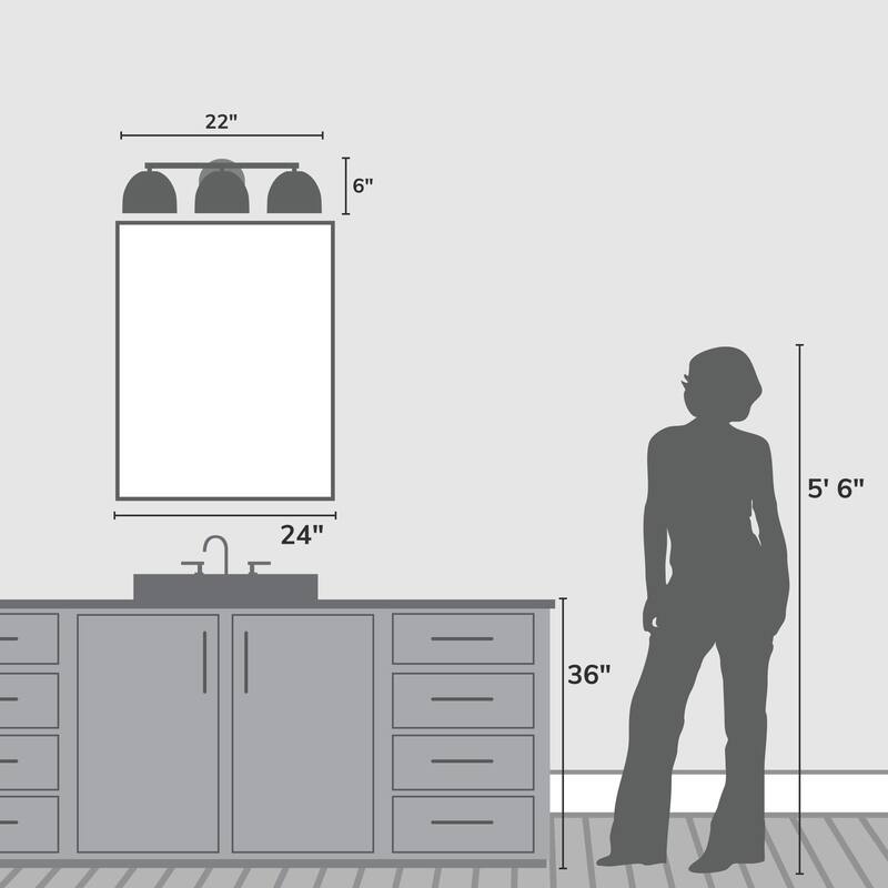 Hunter Erling 3-Light Bathroom Vanity Wall Light - Modern, Contemporary, Transitional