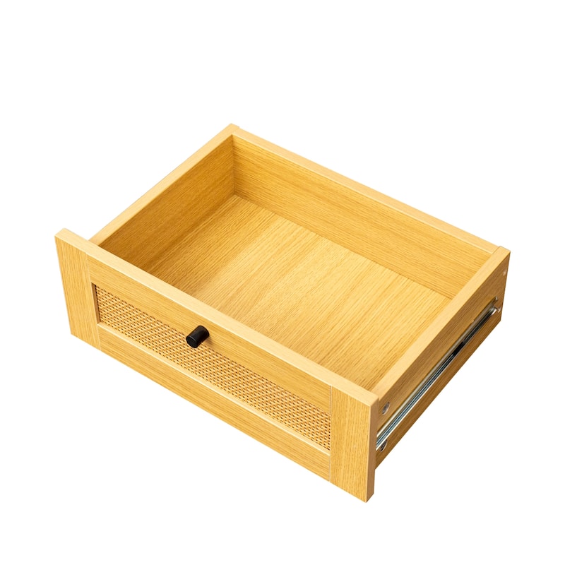 Mid-Century Modern Solid Wood TV Stand for 65" TVs with 2 Open Cubbies and 3 Drawers, Walnut