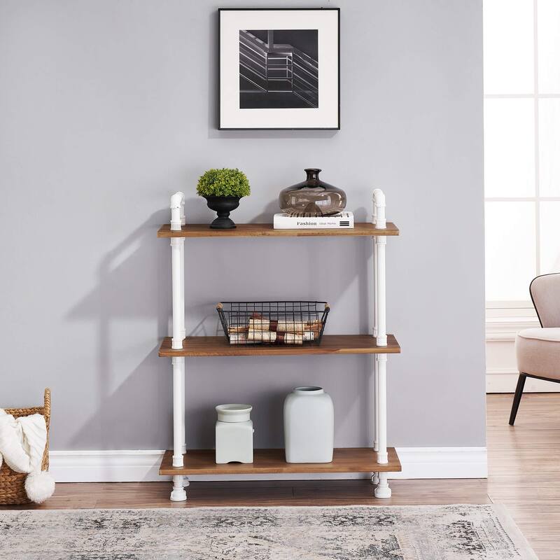 Ivinta Industrial Bookshelf Rustic Bookcase, Storage Shelf Plant Shelf - 3-shelf