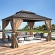 preview thumbnail 40 of 129, Outdoor Hardtop Gazebo Pergola w Galvanized Steel Roof and Aluminum Frame, Prime Curtains and nettings include 12' * 14' - Vertical