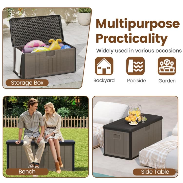 HDPE Outdoor Storage Deck Box with Aluminum Lid and Bench Top - 51" x 25" x 23"