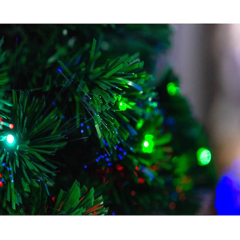 72" Red Green Artificial Tree Star Tree Topper Multicolor LED - 6 Foot