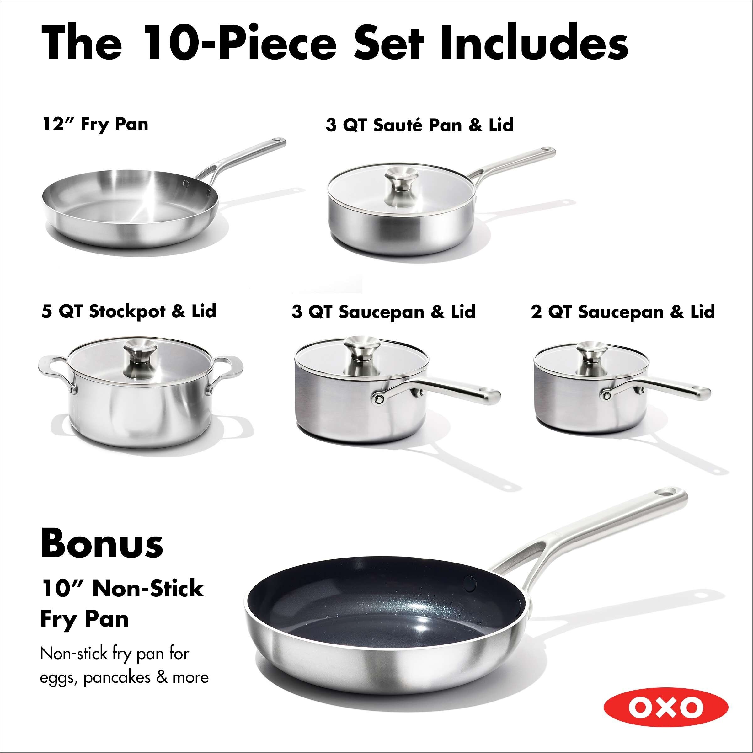 OXO Mira 3-Ply Stainless Steel Stock Pot with Lid, 5 Qt - Bed Bath