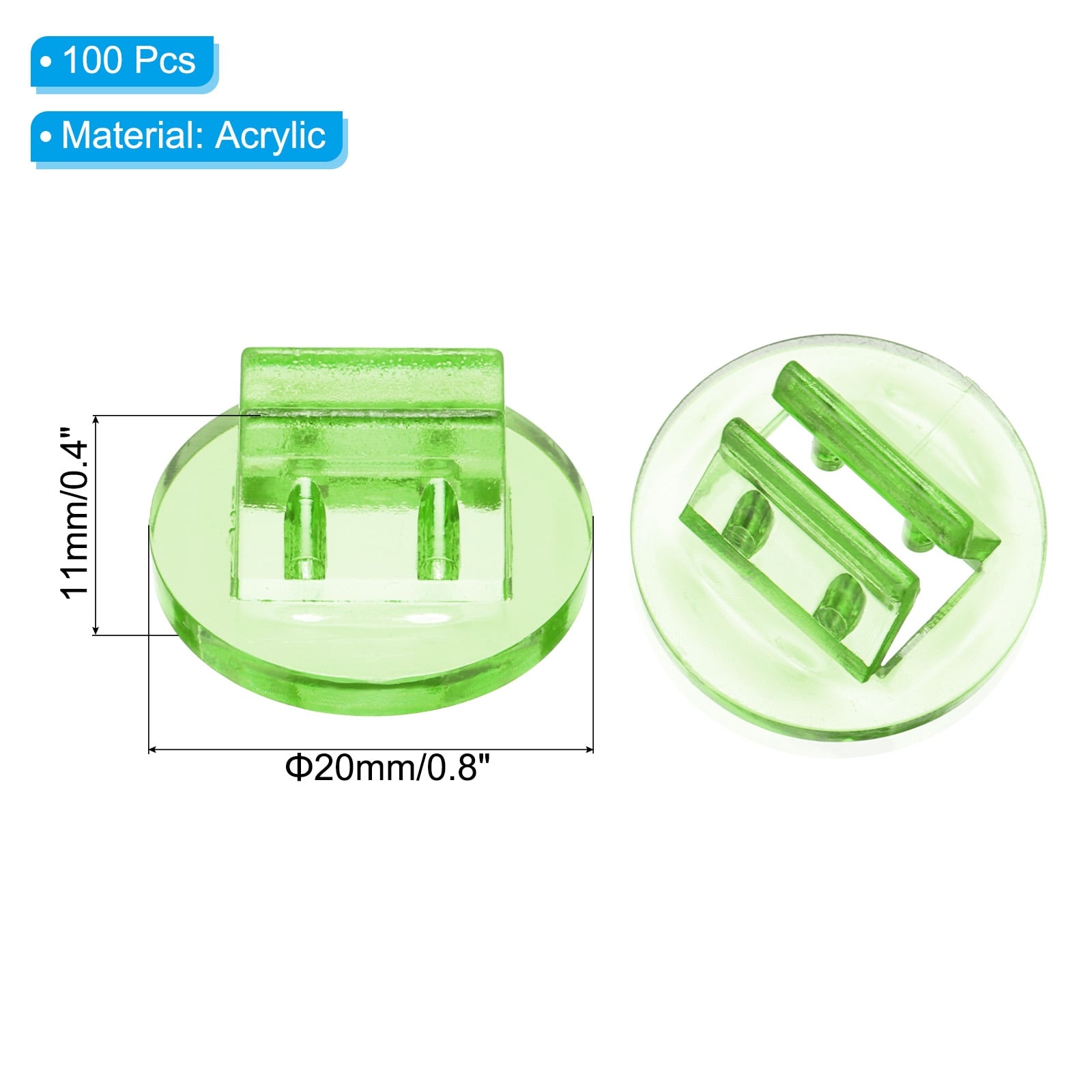 100 Pcs 0.8" Acrylic Round Place Card Holder Table Sign Number Holder, Clear