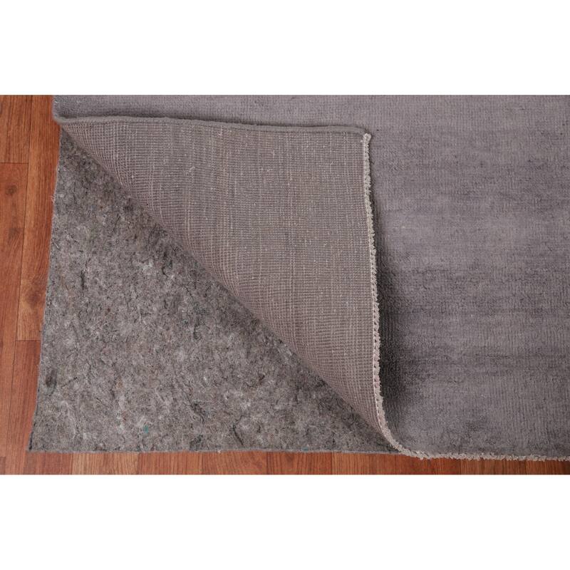Hand Knotted Oriental 100% Wool Carpet Modern Solid Greys & Charcoal Gabbeh Area Rug - 13' 10'' X 10' 8''