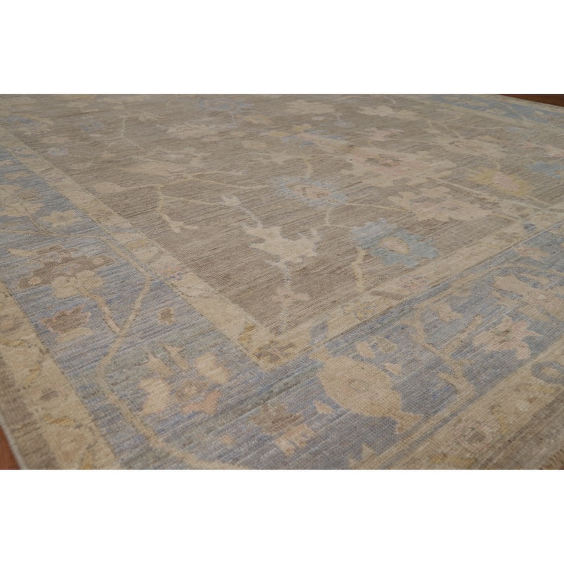 Vegetable Dye Oushak Turkish Rug Handmade Transitional Wool Carpet - 7'11"x 9'10" - 7'11"x 9'10" - Grey