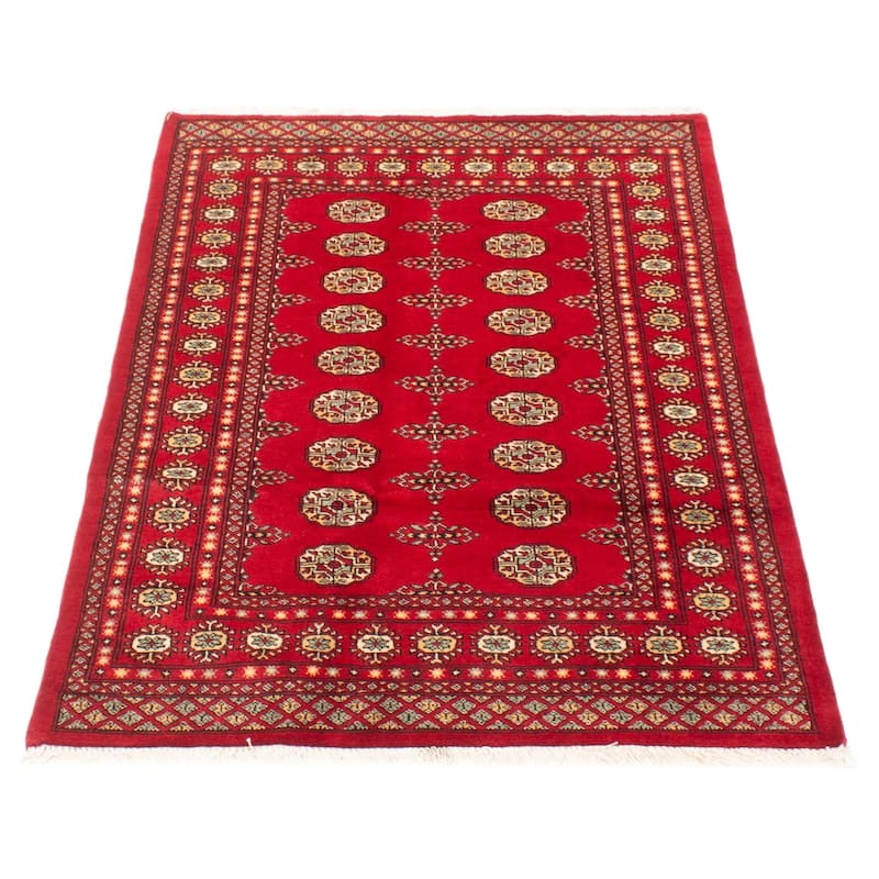 ECARPETGALLERY Hand-knotted Peshawar Bokhara Red Wool Rug - 4'1 x 6'3