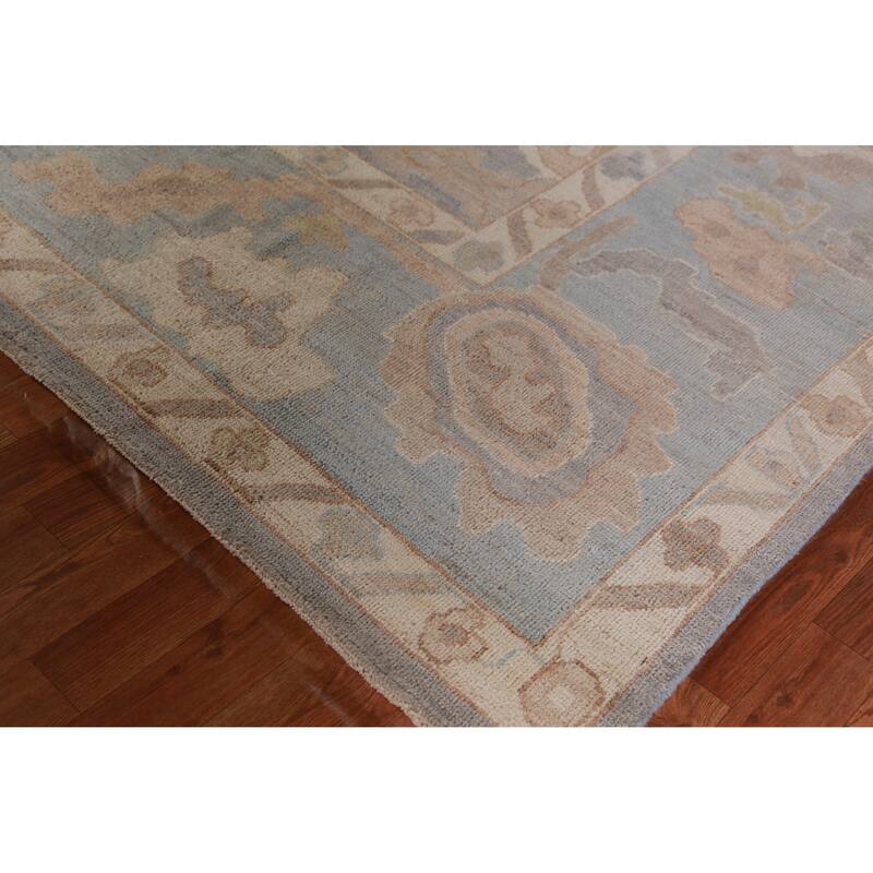 Hand Knotted Oriental 100% Wool Carpet Transitional All-Over Greys & Charcoal Oushak Area Rug - 11' 8'' X 8' 6''