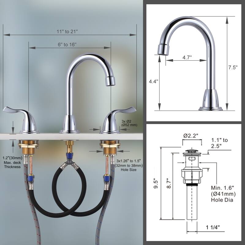 WOWOW 8 Inch Widespread Bathroom Faucet