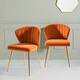 Milia Upholstered Premium Velvet Dining Chair (Set of 2) - ORANGE