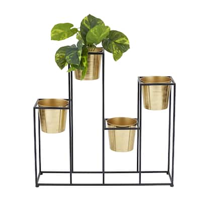 Metal 4 Tier Planter with Black Removable Stand - Gold - CosmoLiving by Cosmopolitan
