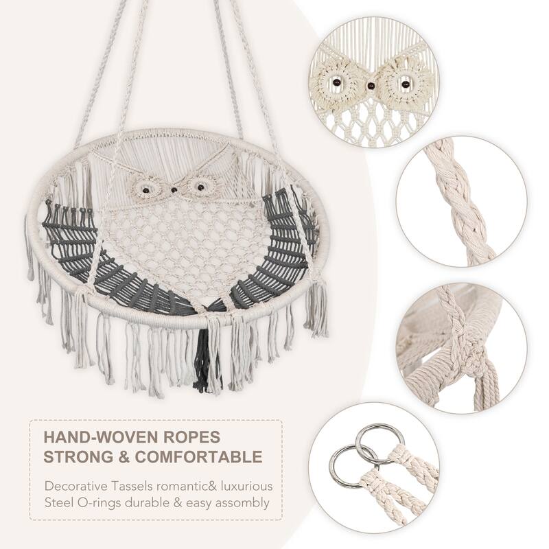 Owl Hanging Macrame Rope Swing Chair
