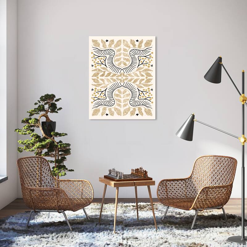 Wynwood Studio Canvas Floral and Botanical White Golden Season Gold Glam Wall Art Canvas Print - 30 x 36