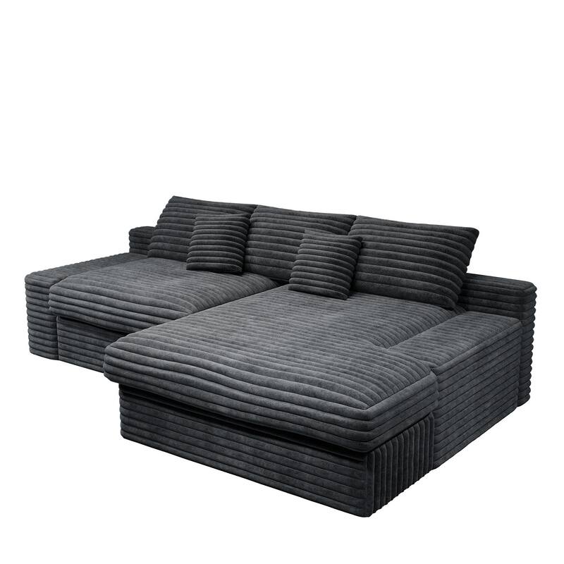 118.1" Cloud Sectional Couches for Living Room, L Shaped Modular Sofas, Corduroy Oversized Floor Couch Set with Chaise