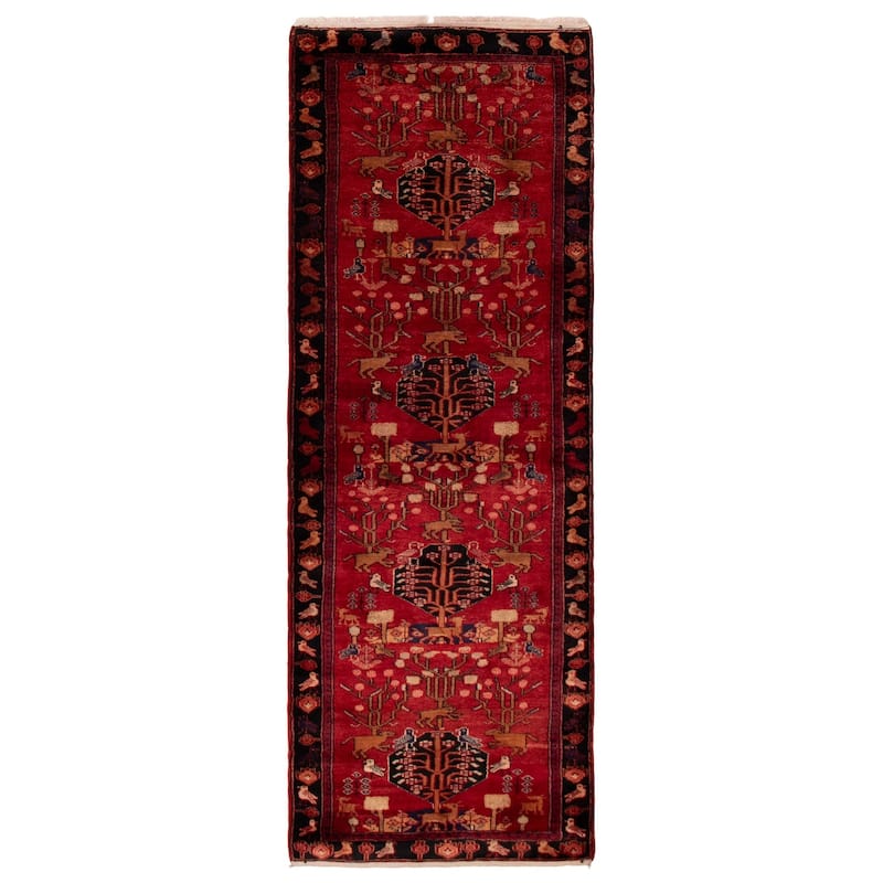 ECARPETGALLERY Hand-knotted Anadol Red Wool Rug - 3'8 x 10'0 - Red - 3'8 x 10'0