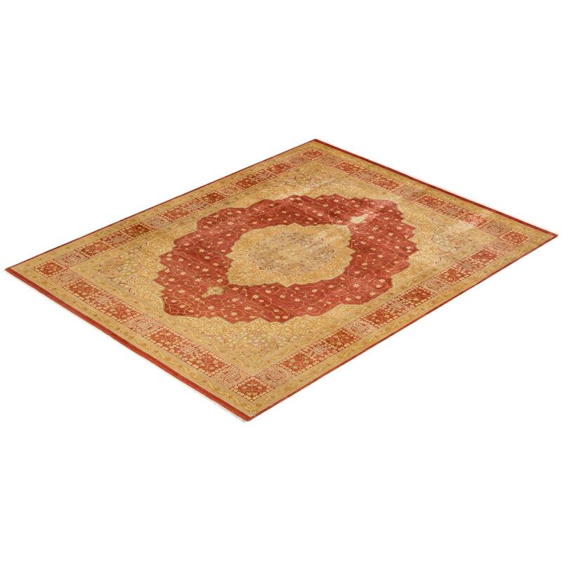 Overton One-of-a-Kind Hand-Knotted Traditional Oriental Mogul Orange Area Rug - 8' 2" x 10' 4"