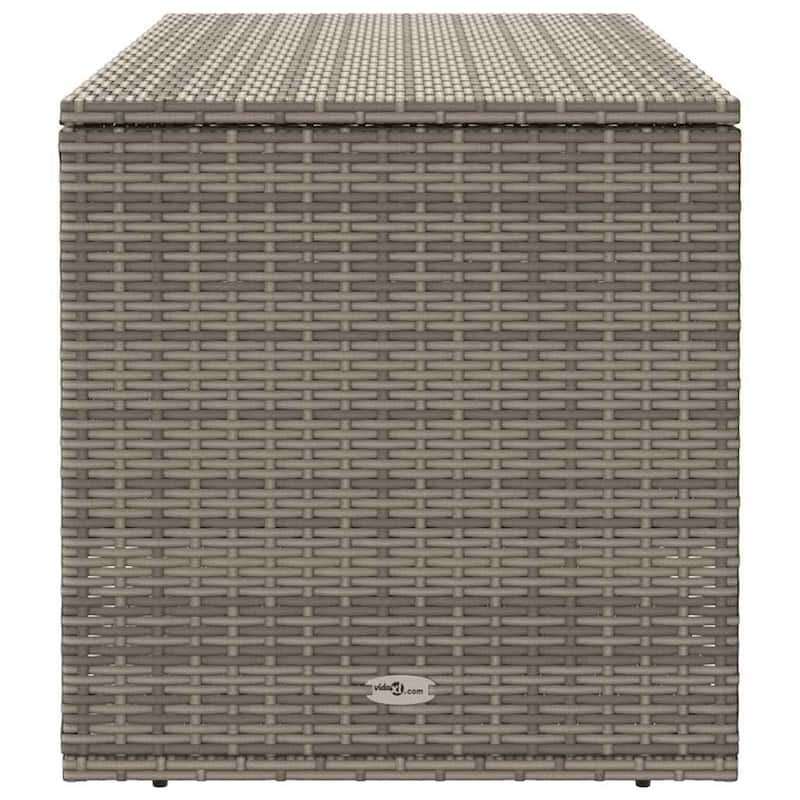 vidaXL Cushion Box Grey PE rattan, powder-coated steel, polyester - 21.7 x 39.4 x 21.9