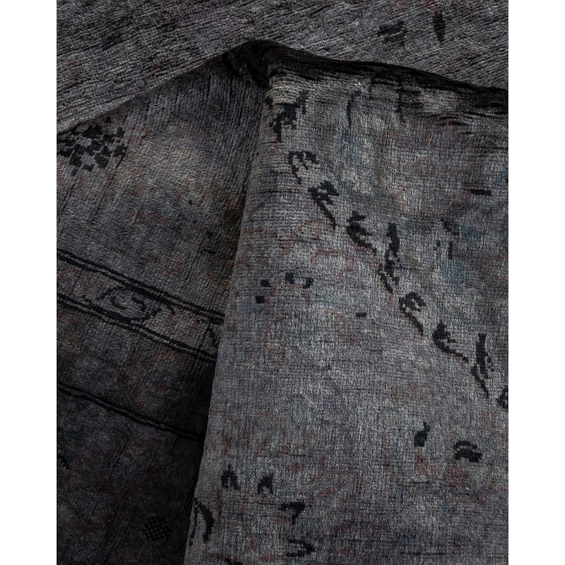 Overton Hand Knotted Wool Vintage Inspired Modern Contemporary Overdyed Gray Area Rug - 4' 1" x 6' 0"
