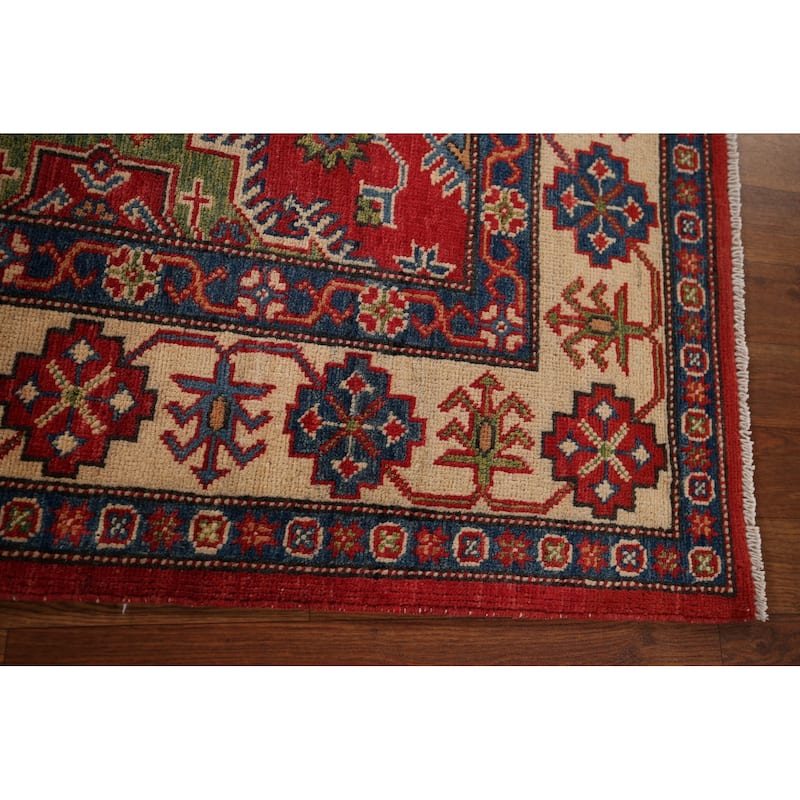 Oriental Kazak Area Rug Handmade Wool Carpet - 4'0" x 5'10"