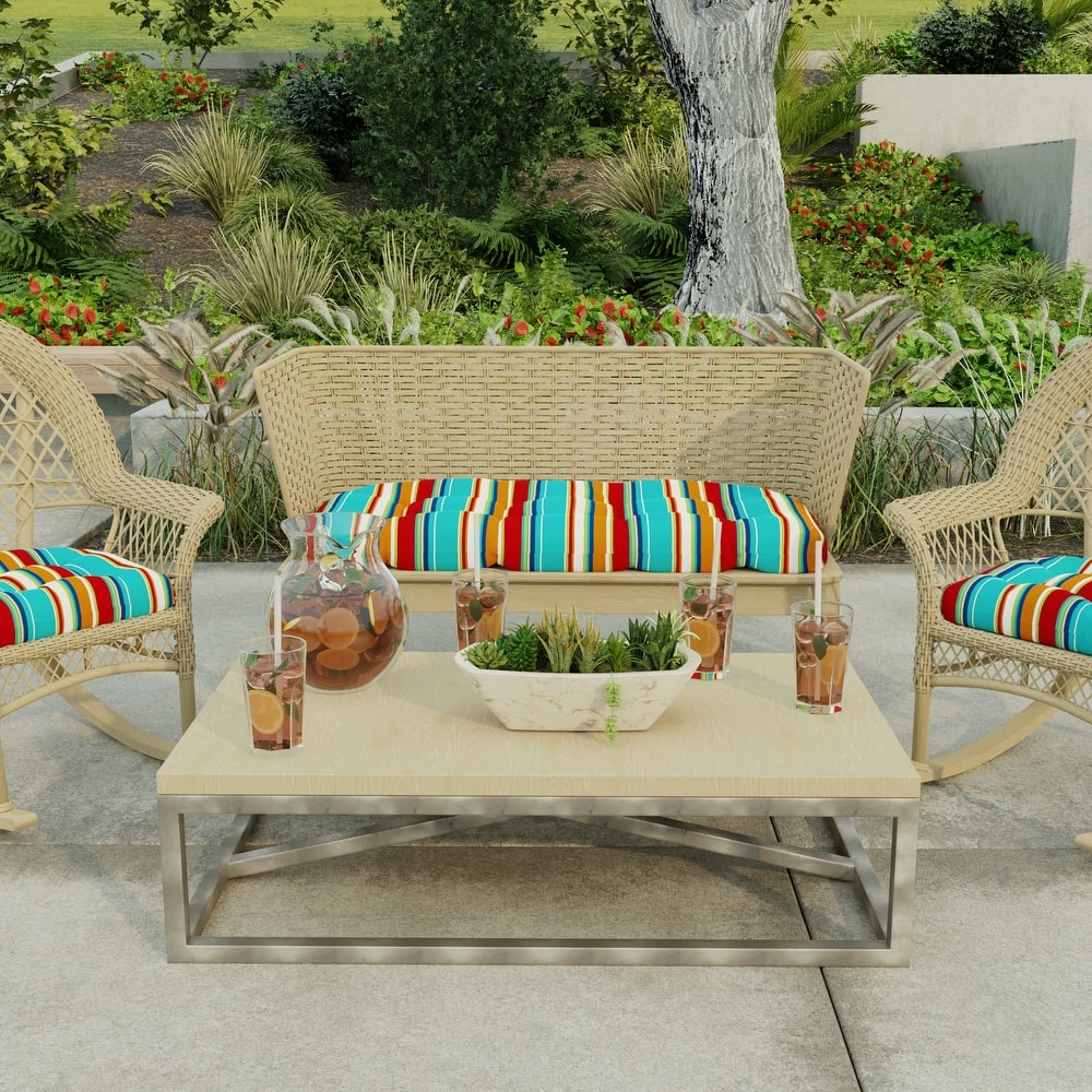 44" x 18" Contoured Outdoor Wicker Bench Cushion - 18'' L x 44'' W x 4'' H