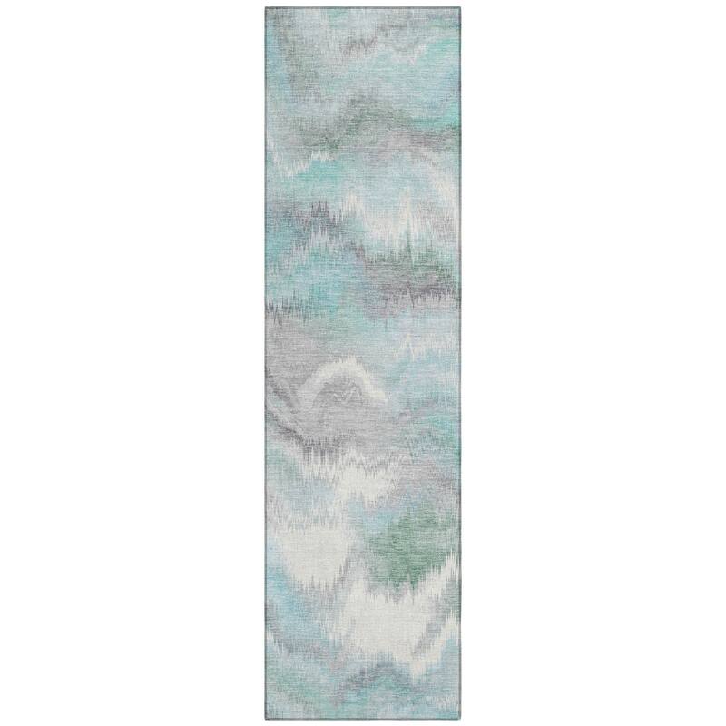 Machine Washable Indoor/ Outdoor Abstract Watercolor Chantille Rug