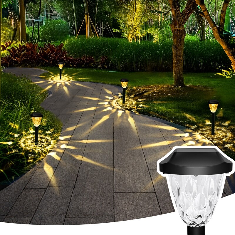 10 Pack Solar Pathway Lights - Outdoor Waterproof LED Garden Lights With Dusk To Dawn Sensor
