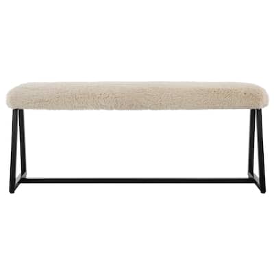 Upholstered Rectangular Slim Bench - 49" - Beige and Black