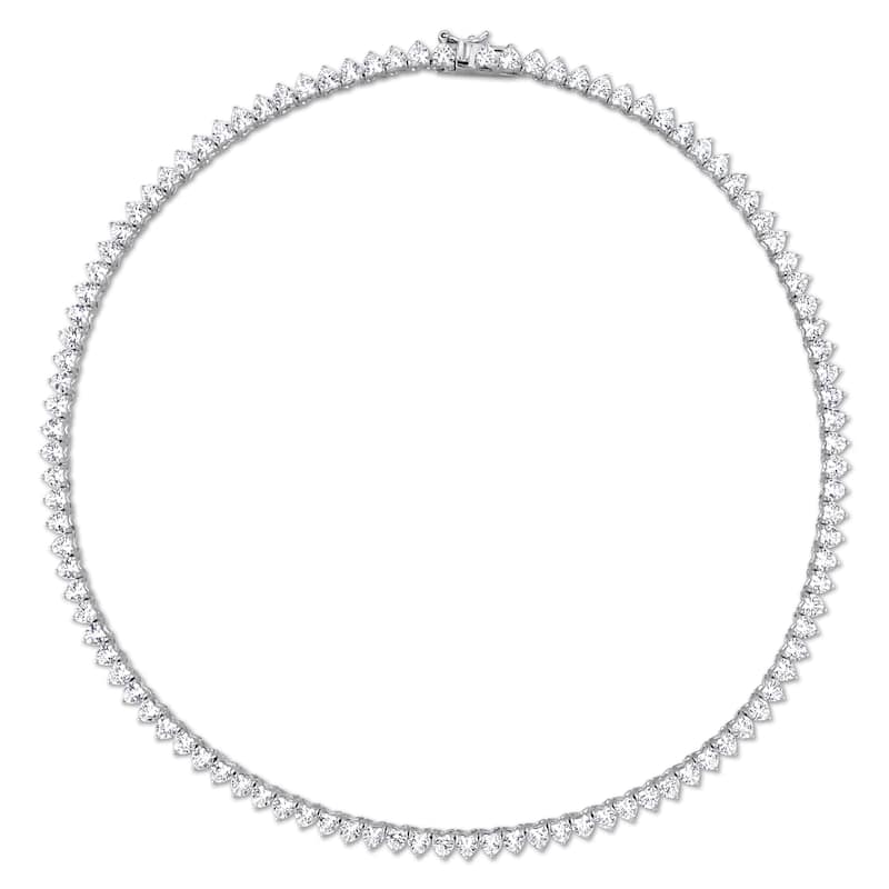 Miadora Created White Sapphire Heart Necklace in Sterling Silver