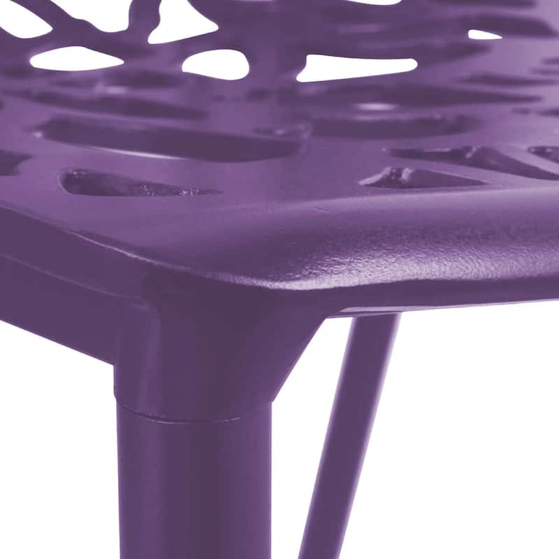 Devon Aluminum Floral Cutout Stackable Dining Chair for Dining Room, Patio, or Garden