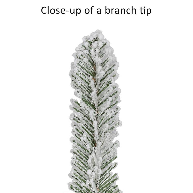 Puleo International 7.5 ft. Pre-lit Flocked Royal Majestic Fraser Fir Artificial Christmas Tree - Green
