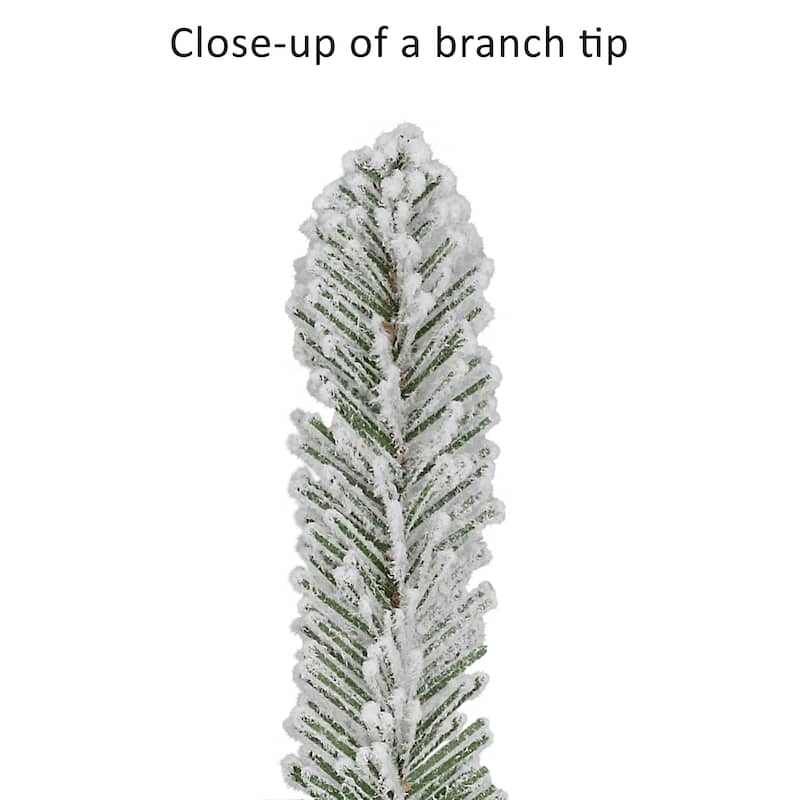 Puleo International 9 ft Pre-lit Flocked Royal Majestic Fraser Fir Artificial Christmas Tree with 800 Warm White LED Lights