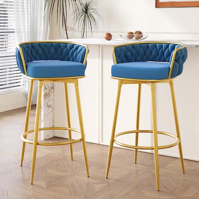 Upholstered Swivel Counter Height Bar Stools Dining Chairs Set of 2