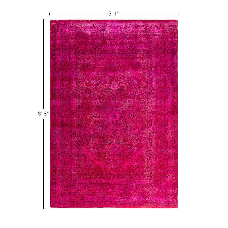 Fine Vibrance One-of-a-Kind Hand-Knotted Area Rug - Pink, 5' 10" x 8' 8" - 5' 10" x 8' 8"