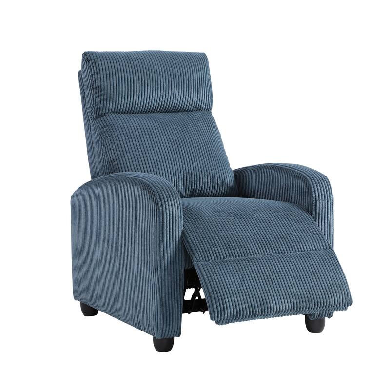 Pary Manual Push Back Reclining Chair with Midnight Blue Corduroy